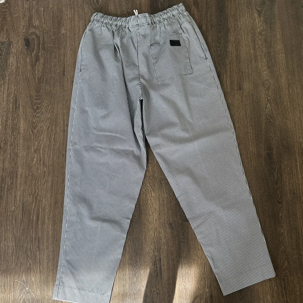 Happy Chef Utility Pants Black White Houndstooth‎ Sz M Pockets Classic MINT Cook